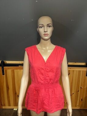 Banana Republic Coral-Red Top Linen